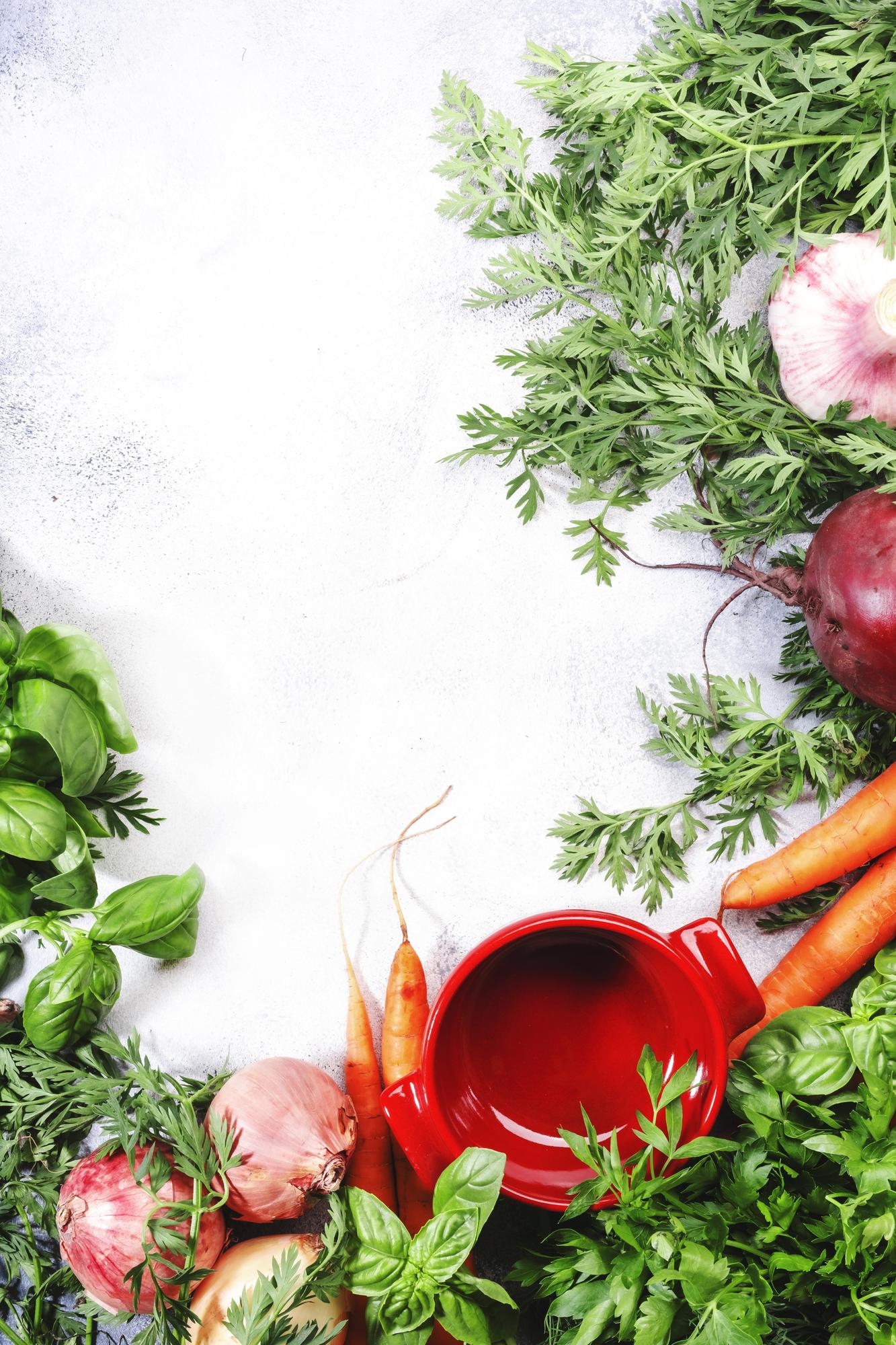Fresh seasonal ingredients on table